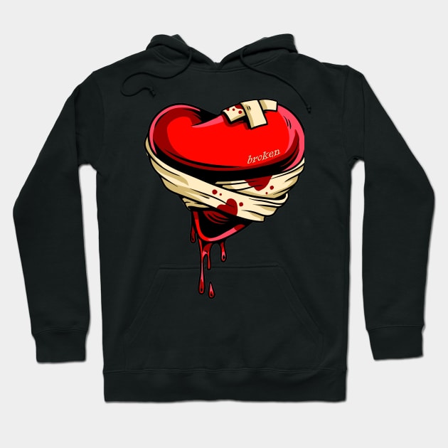 Broken heart bleeding bandaged Hoodie by pickledpossums